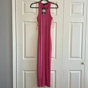 Hot pink slinky maxi dress